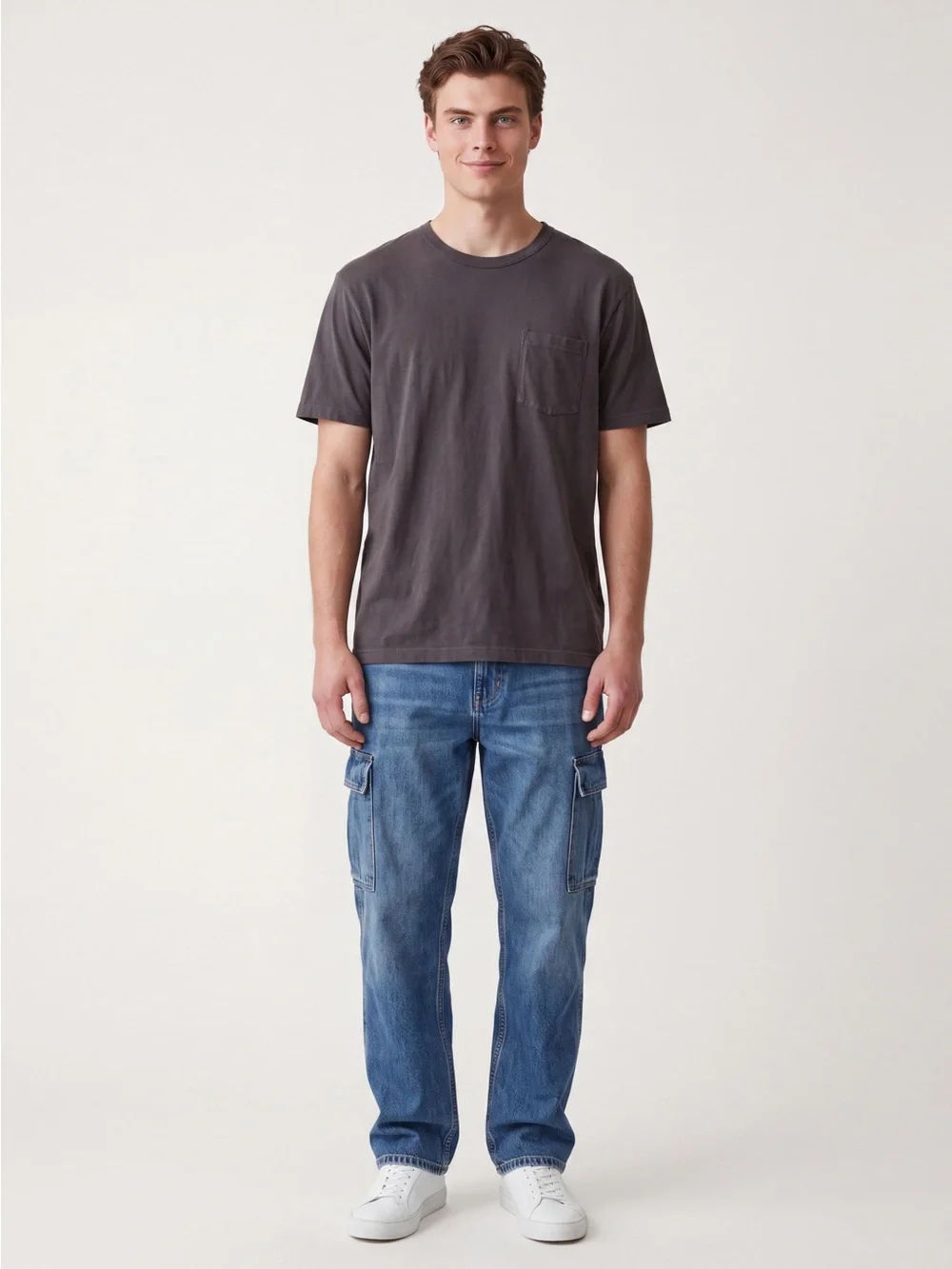 J.Crew Garment Dyed Broken-In Pocket T-Shirt - Charcoal Gray 100% cotton basics
